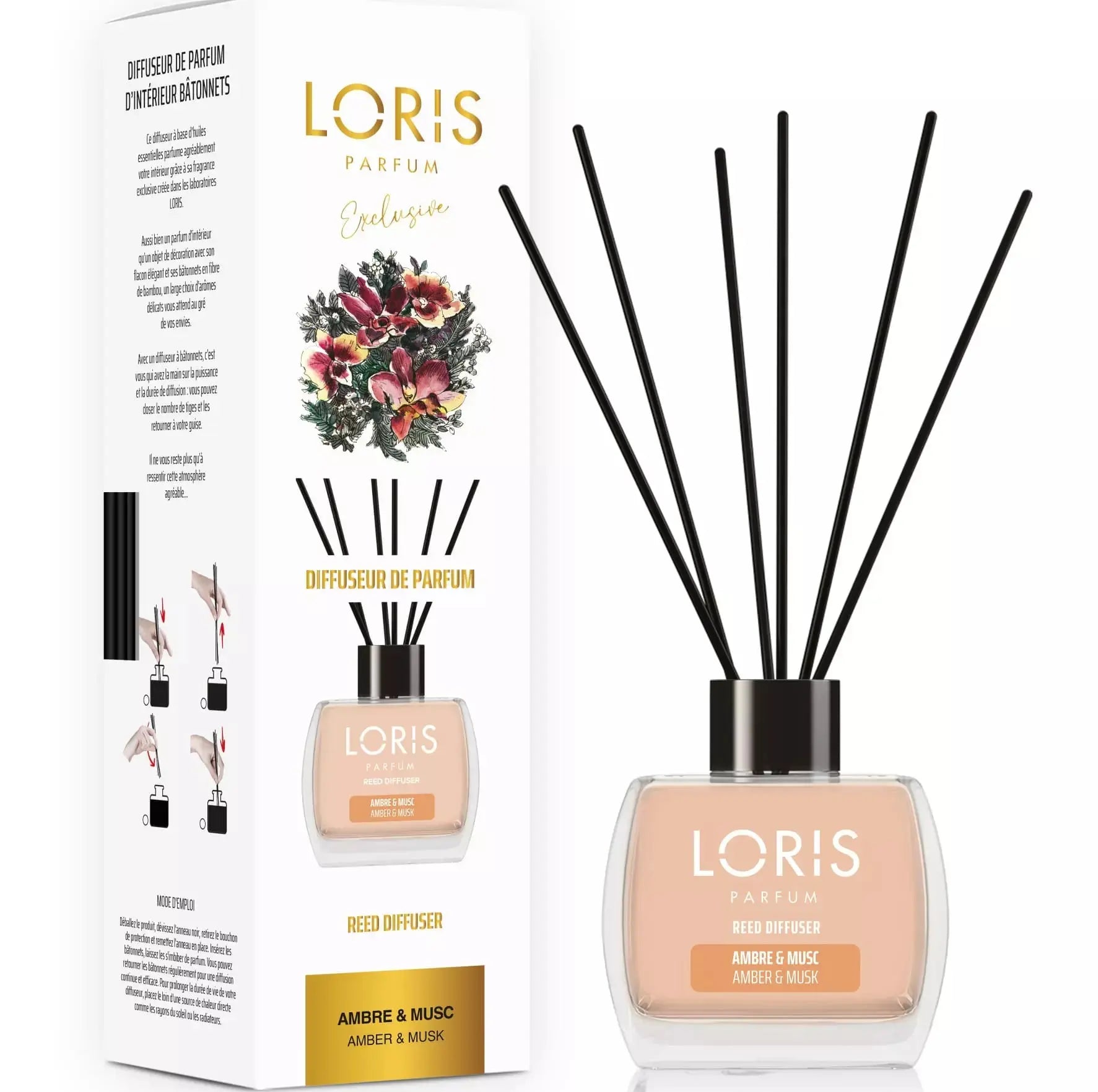 LORIS Diffuseur de parfum ambre 120ml Oudora Parfumerie